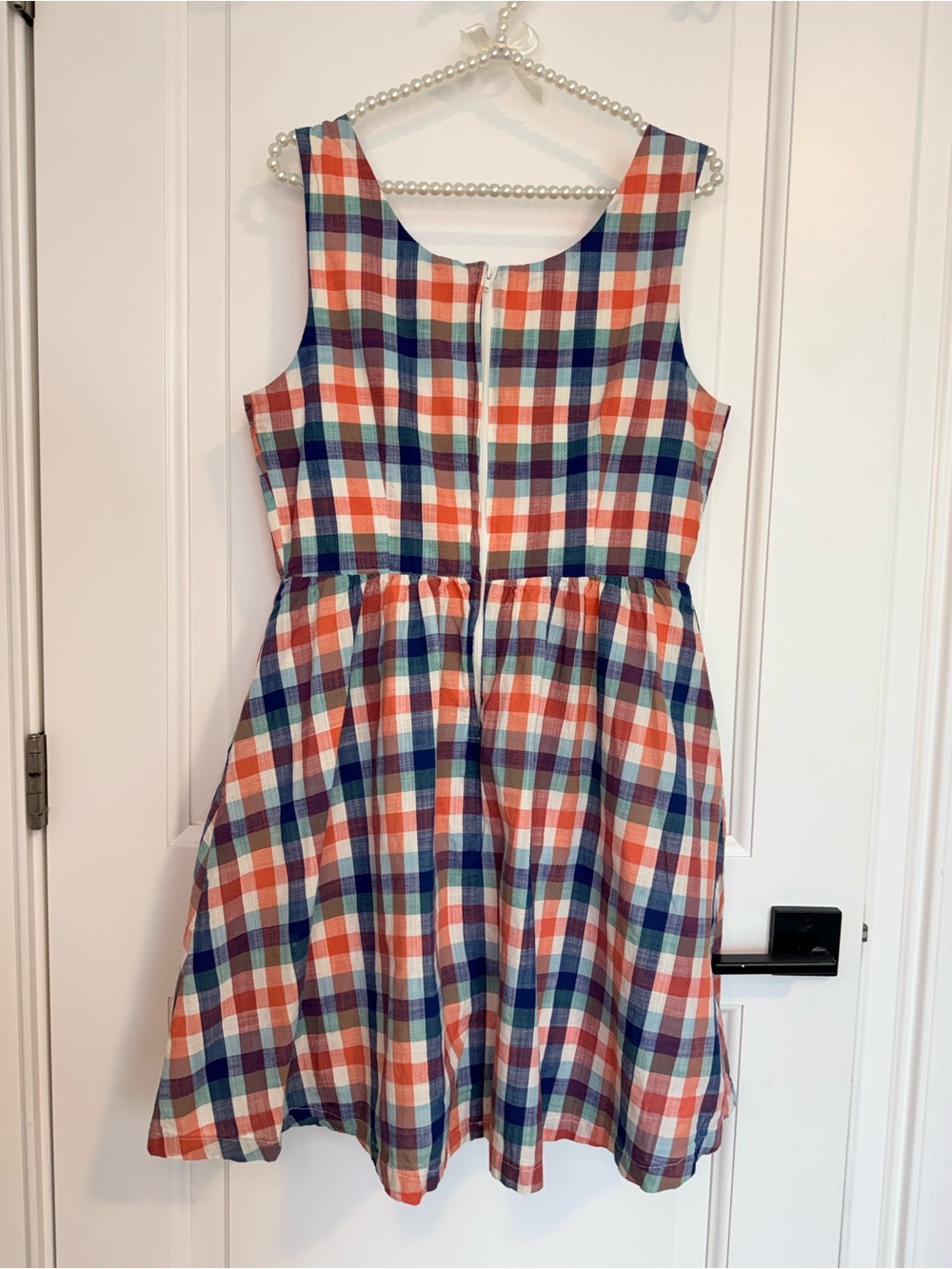 ModCloth Plaid Sleeveless Dress in Blue, Orange & White size 6